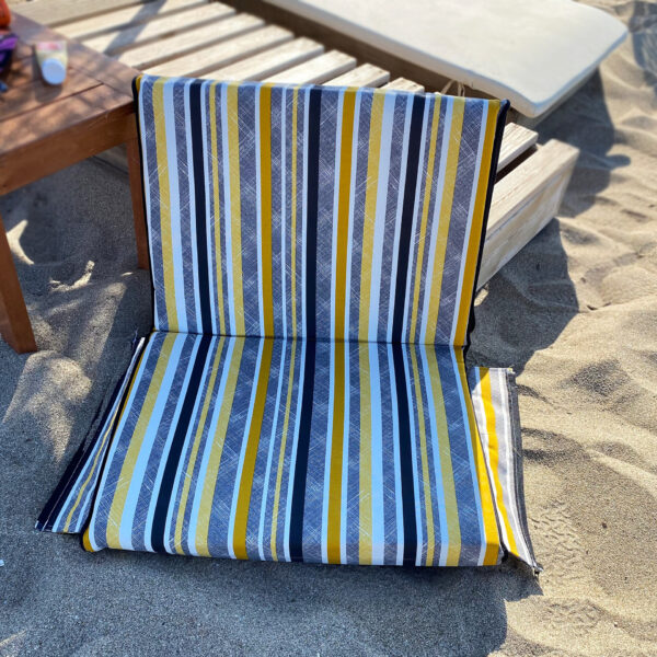 sunbed cushion folded as a seat