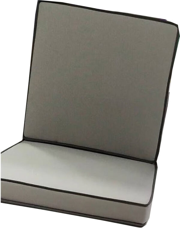 gray chair pad with seat and back cushion