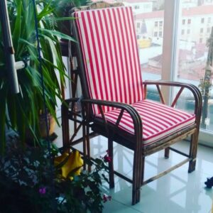 single seat cushion in striped red pattern