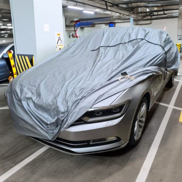 Car wrap in tarpaulin fabric in gray