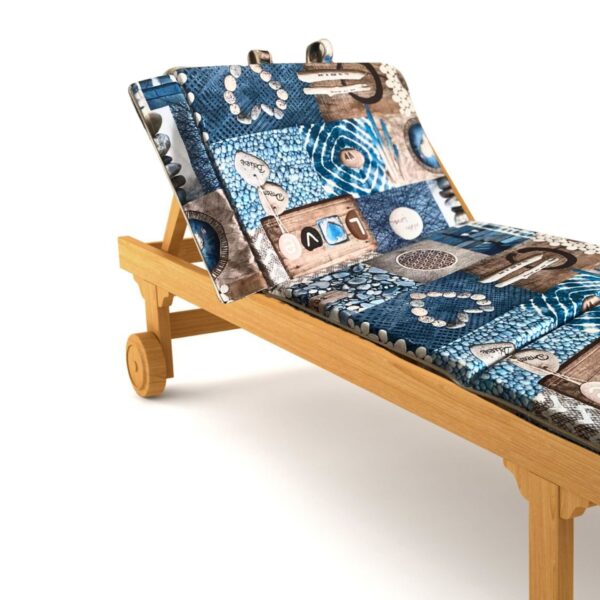 sun lounge cushion and convertible beach bag on wood sunbed