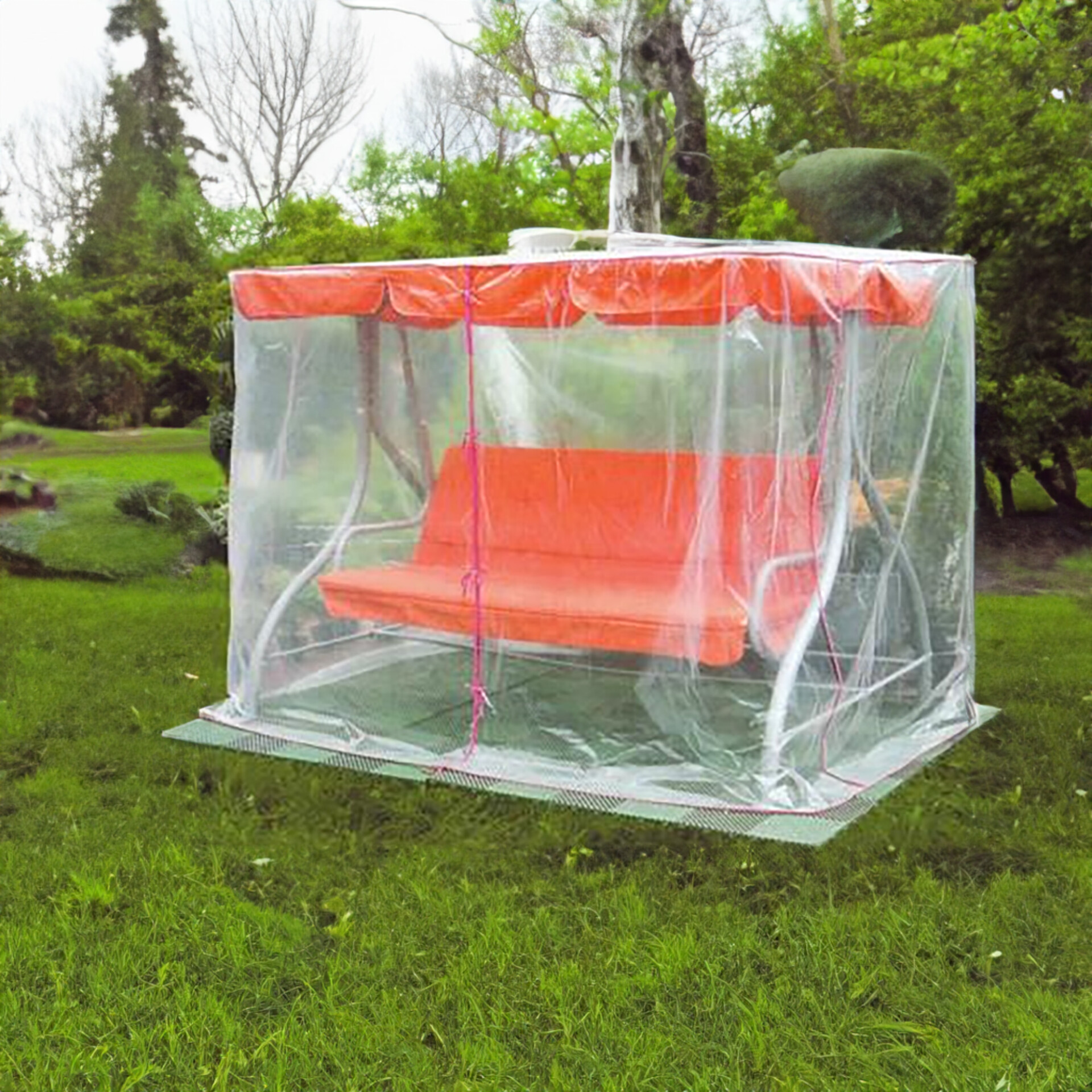 Garden canopy swing protection cover in transparent nylon