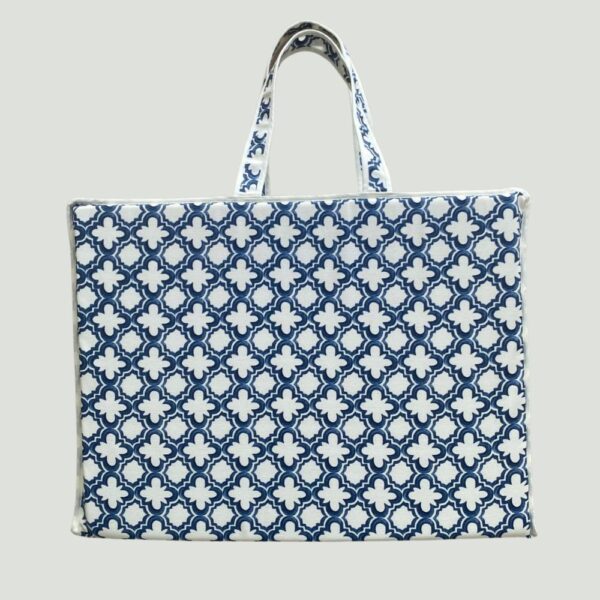 beach tote with moroccon pattern front view