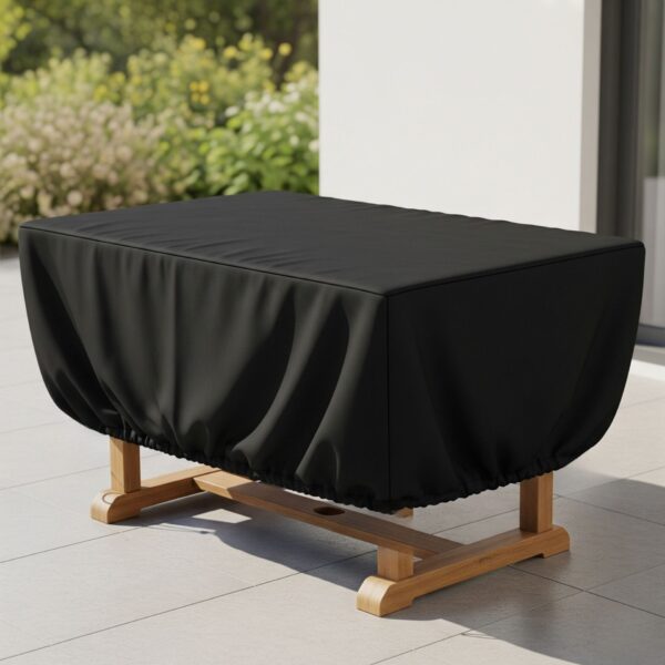table protection cover in black on a patio table