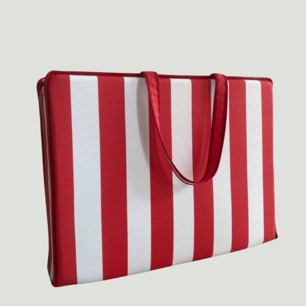 Red White Stripe Beach Bag Convertible from Chaise Cushion
