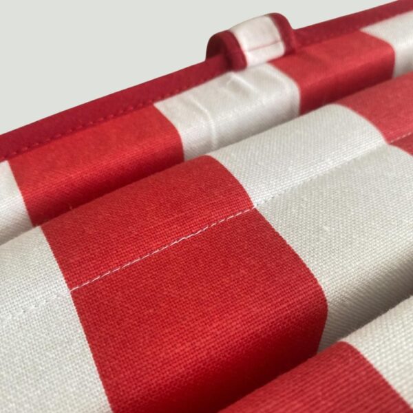Close-up Red White Stripe Fabric Chaise Lounge Cushion