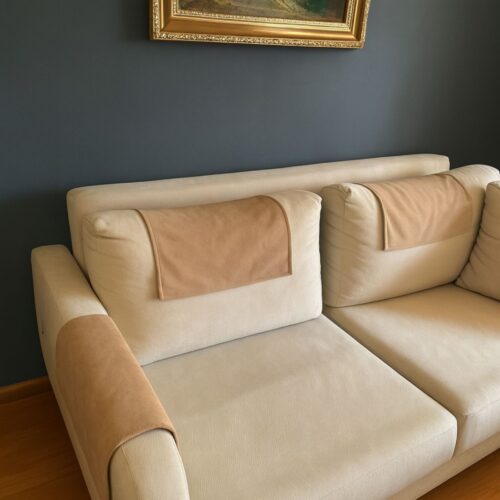 set of 3 microfiber fabric sofa headrest and armrest covers