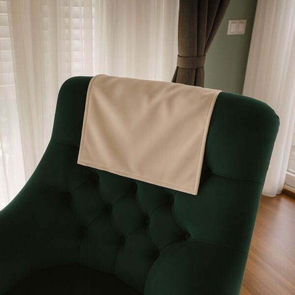 light beige headrest sofa cover on black sofa