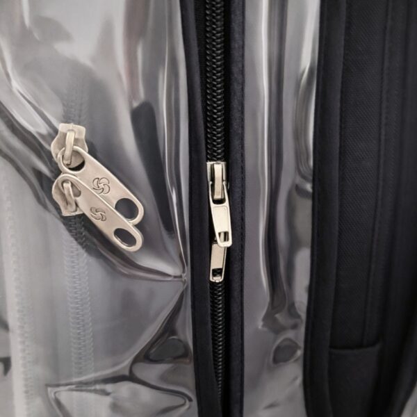 All-around zipper with double pullers on clear PVC luggage cover for easy installation