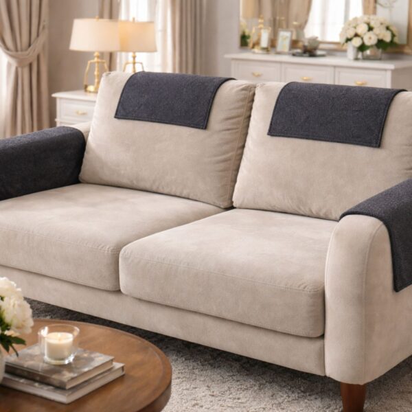 paw-friendly-fabric-sofa-cover-antrachite (12) Cat scratch protection sofa armrest cover in living room setting