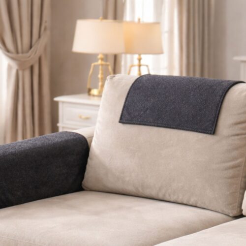 Pet proof sofa headrest and armrest cover protecting couch from scratches and wear
