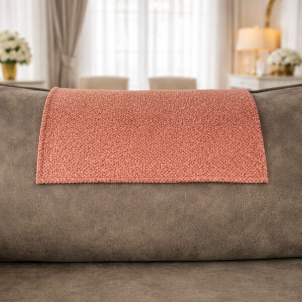 Soft fleece sofa headrest cover adding layered texture