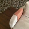 Tan fleece sofa armrest cover enhancing warm cozy interior