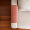 Tan armrest cover adding cozy detail to living room sofa