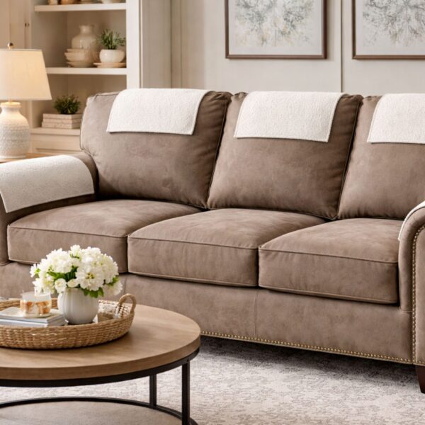 paw-friendly-fabric-sofa-cover-offwhite (10 (1) Set of sofa armrest and headrest covers shown together on sofa